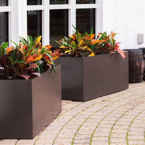 metallic long box planter|extra large rectangular planter boxes.